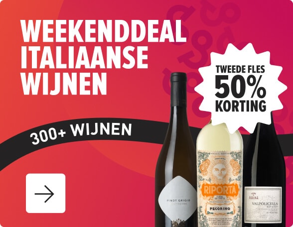 weekenddeal: italiaanse wijnen tweede fles 50% korting